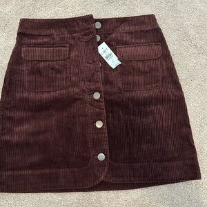 LOFT Dark Brown Corduroy A-Line Skirt